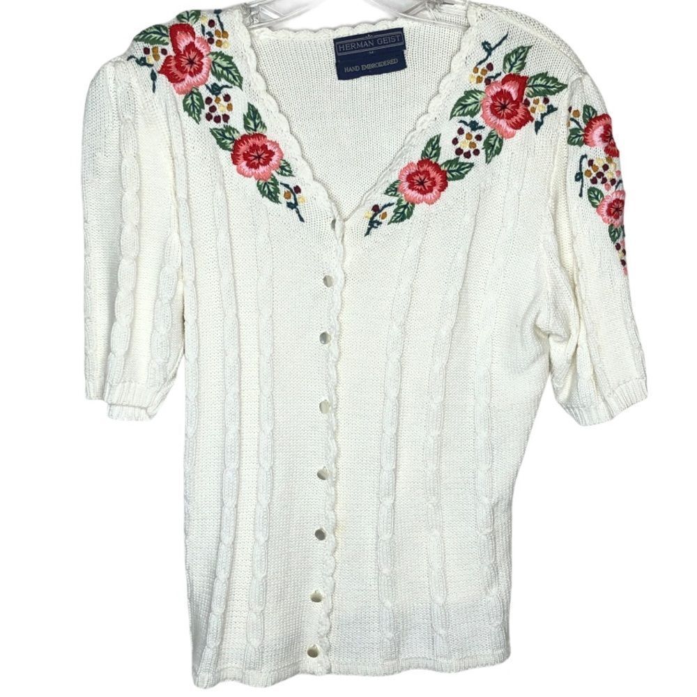 Vintage Herman Geist Hand Embroidered Sweater